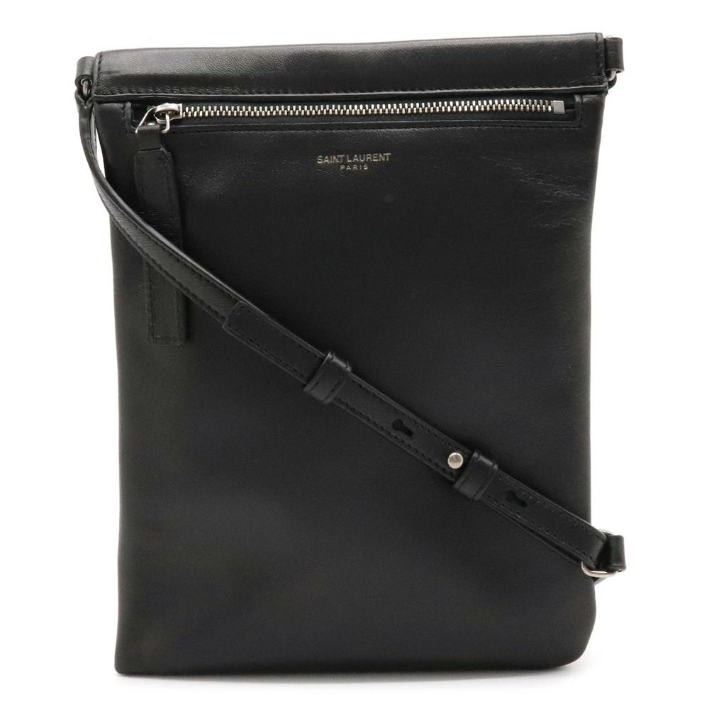 SAINT LAURENT PARIS Yves Saint Crossbody Bag Shoulder Pouch Clutch Leather Black